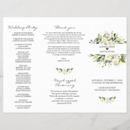 Acuarela Flores Blancas Programa Tri+Fold Wedding