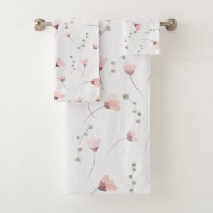 Acuarela Flores rosas Baño Set de Toallas - Elegan