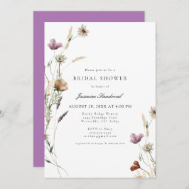 Acuarela Flores salvajes Invitación a la ducha de 