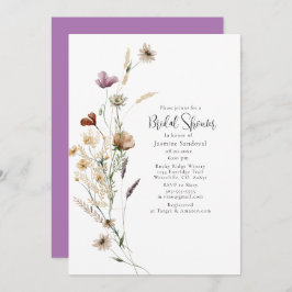 Acuarela Flores salvajes Invitación a la ducha de 