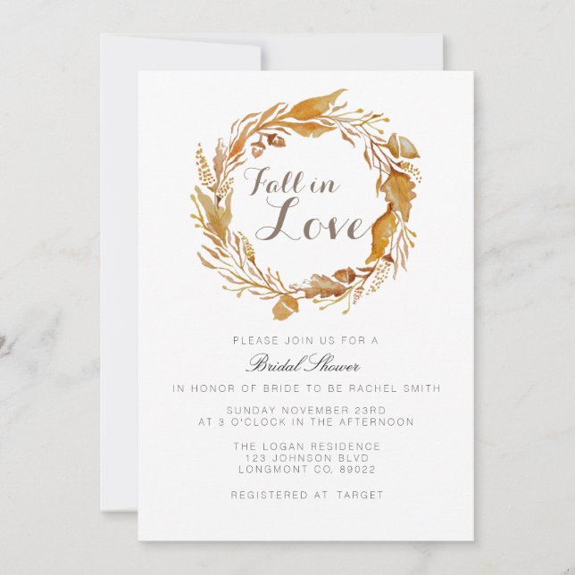 Acuarela Foliage de otoño | Invitación a la ducha  (Anverso)