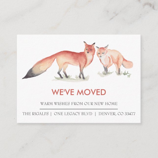 Acuarela Foxes Nueva Invitación de movimiento resi (Anverso)