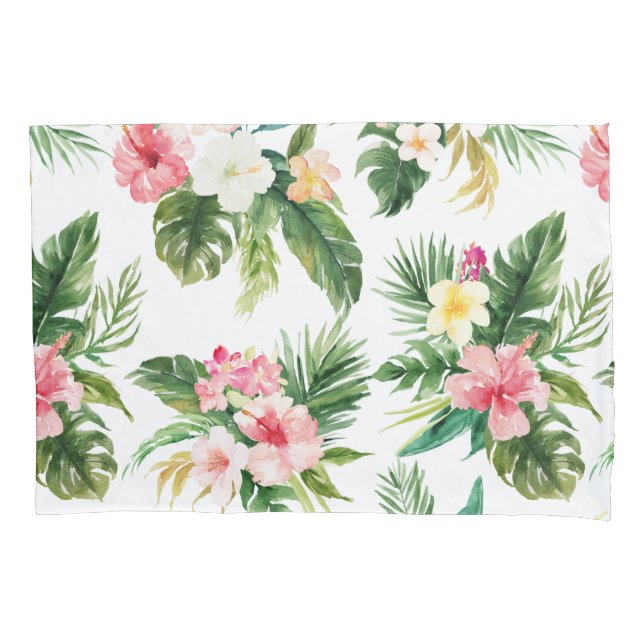 Acuarela Funda de almohada de patrón floral tropic (Anverso)