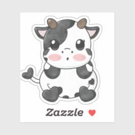 Acuarela Funny Chibi Cute Baby Cow Pegatina