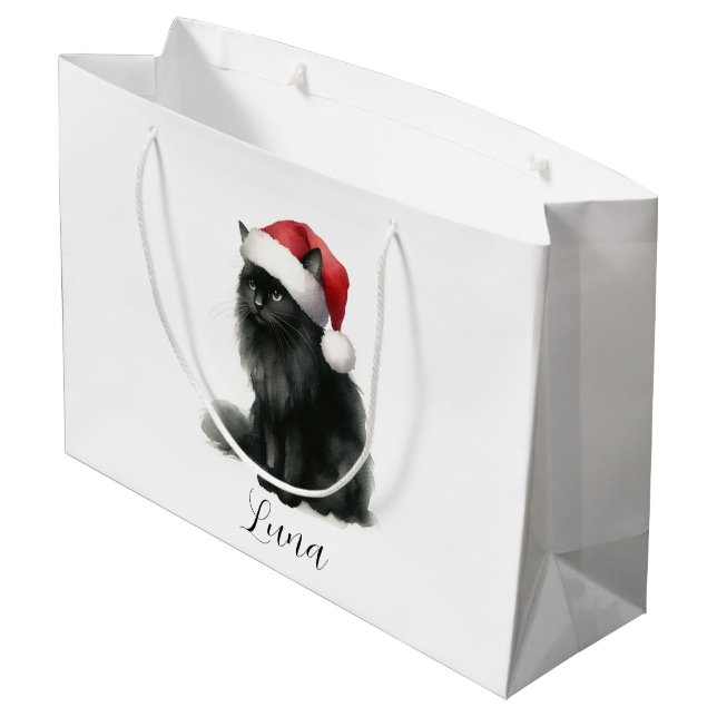 Acuarela Gato negro en bolsa festiva de regalo de  (Angulo reverso)