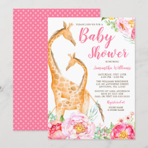 Acuarela Giraffe Chica Baby Shower Invitaciones