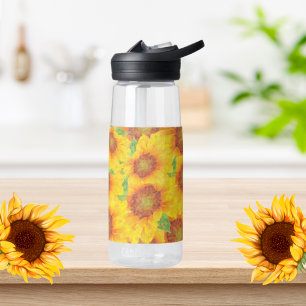 Acuarela girasoles Tema Botella de agua