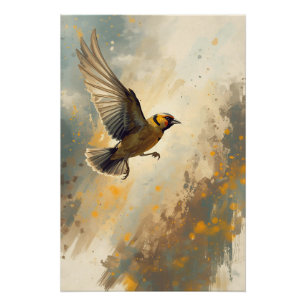 Acuarela Goldfinch - Elegante Poster de la Natural