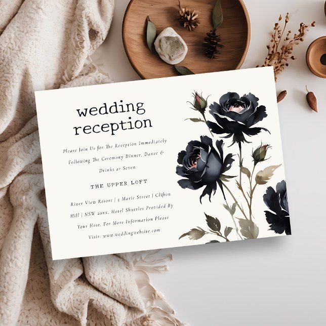 Acuarela gótica Rosa negro recepción de boda (Subido por el creador)