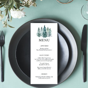 Acuarela Green Pine Spruce Trees Boda MENU