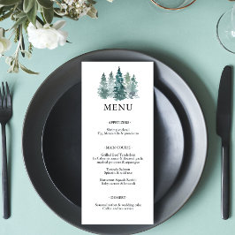 Acuarela Green Pine Spruce Trees Boda MENU