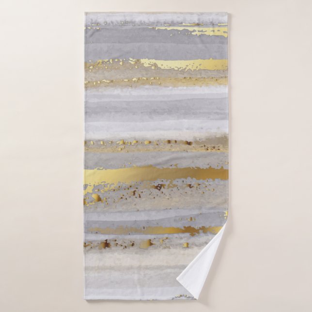 acuarela gris de lujo y textura dorada (Toalla de baño)