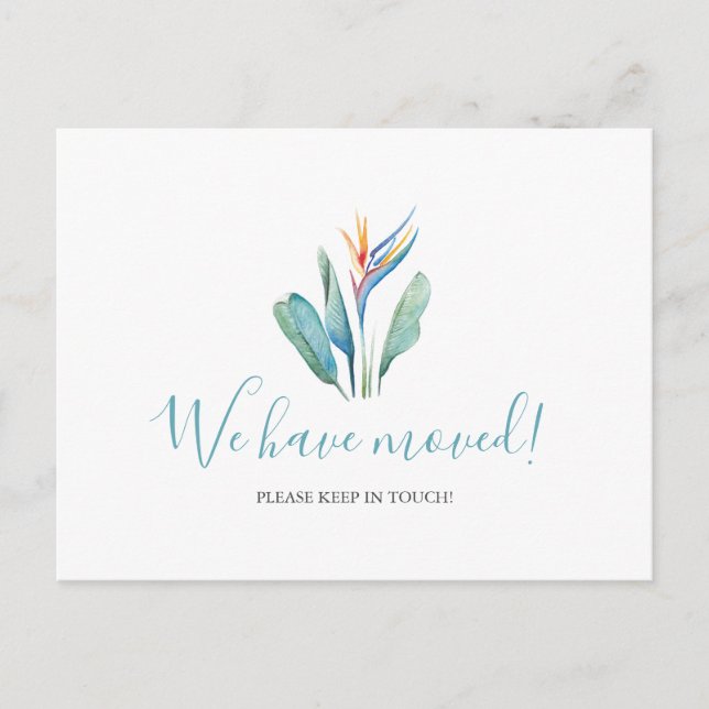 Acuarela Hemos movido la postal tropical de flores (Anverso)