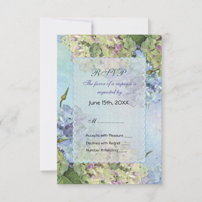 Acuarela Hidrangea Boda floral - RSVP (Anverso)