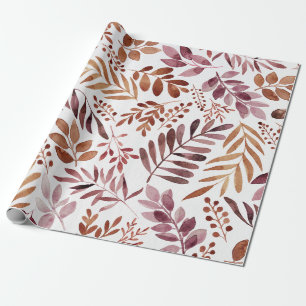 Acuarela Hojas de Borgoña papel envolvente