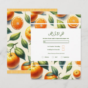 Acuarela Hojas de Naranja Cítrico Tarjeta de Respu