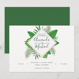 Acuarela Hojas Tropicales Invitación a la Boda de 