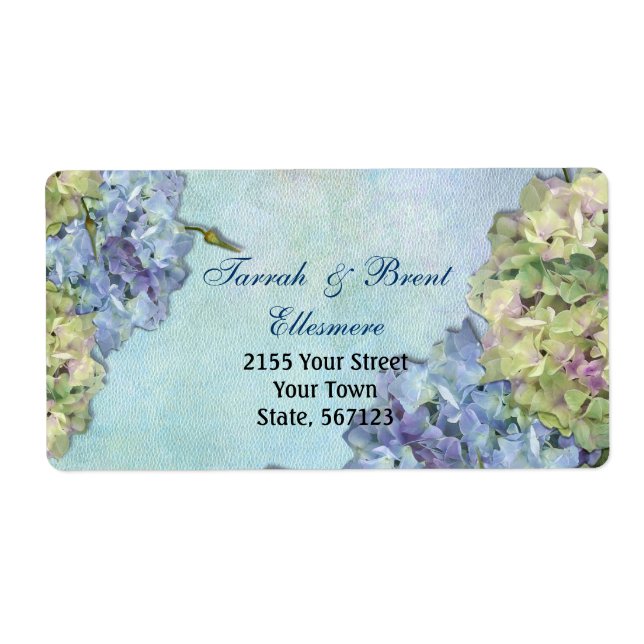 Acuarela Hydrangea Floral - Etiqueta de dirección (Frente)