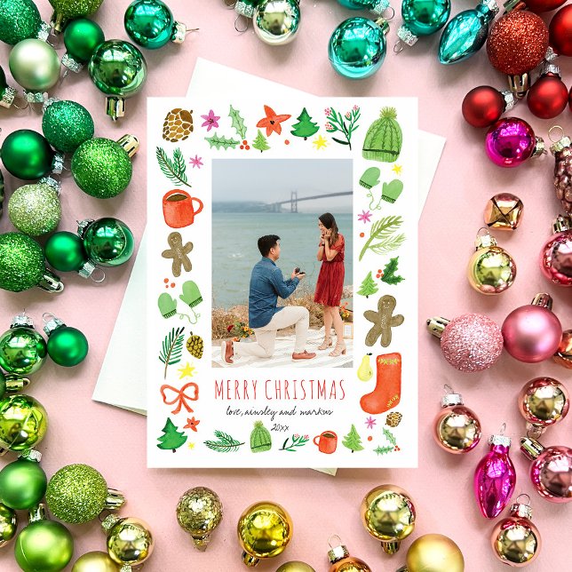 Acuarela icónica del navidad (Iconic Christmas Watercolor Christmas Photo Card by Erika Firm)