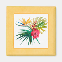 Acuarela Imán de Flores Tropicales