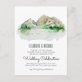 Acuarela Invitación a la Boda de Lago de Montaña d