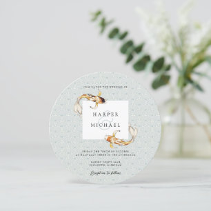 acuarela invitación a la boda de peces japoneses k
