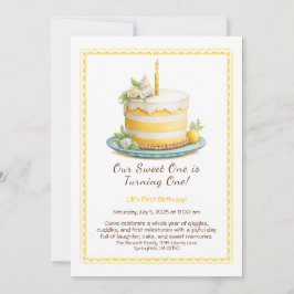 Acuarela Invitación al primer cumpleaños - amarill