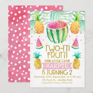 Acuarela Invitación de 2º cumpleaños de Frutti de