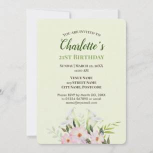 Acuarela Invitación de cumpleaños de Calla blanca