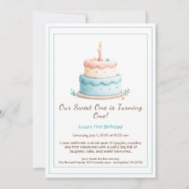 Acuarela Invitación de primer cumpleaños con velas