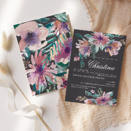 Acuarela Invitación femenina, Boho floral pintado