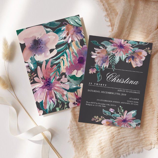 Acuarela Invitación femenina, Boho floral pintado  (Subido por el creador)