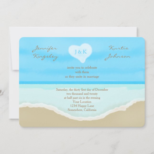 Acuarela Invitaciones a Bodas de Playa (Anverso)
