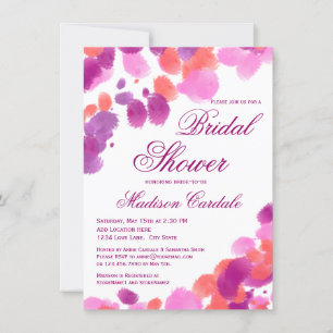 Acuarela Invitaciones a la ducha marrón rosa morad