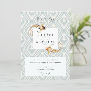 acuarela japonesa invitación a la boda de peces ko
