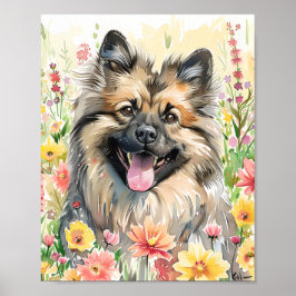 Acuarela Keeshond Perro Imprimir arte para los ama