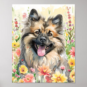 Acuarela Keeshond Perro Imprimir arte para los ama