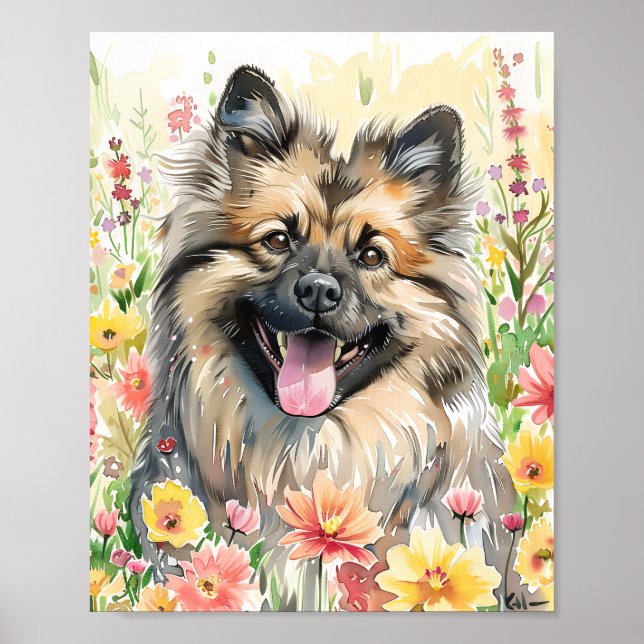 Acuarela Keeshond Perro Imprimir arte para los ama (Frente)