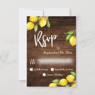 Acuarela Lemons RSVP Tipografía Madera Rústica