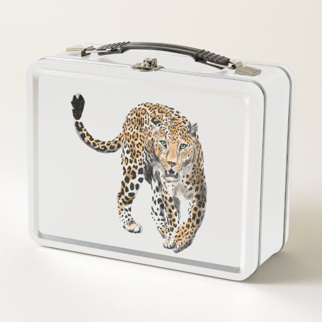 acuarela leopardo gato de la selva animal pintado  (Anverso)