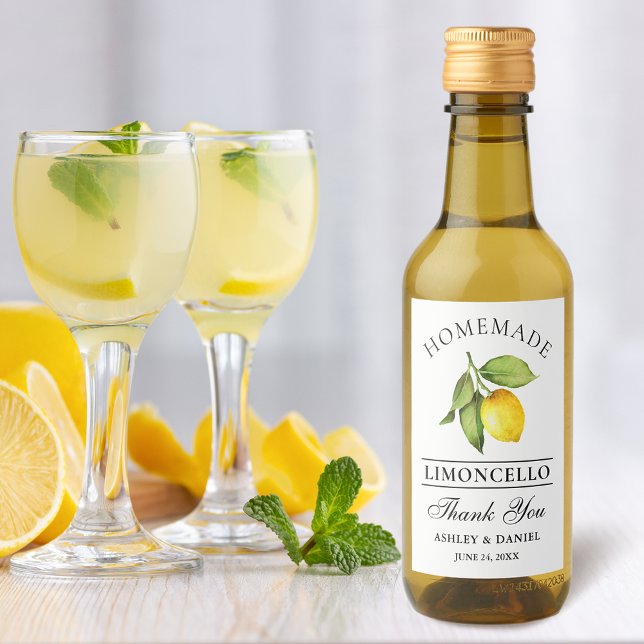 Acuarela Limoncello Lemon Mini Botellas (Customize to change text size, color or text style.)