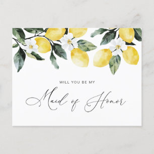 acuarela limones floral Tarjeta Maid de honor