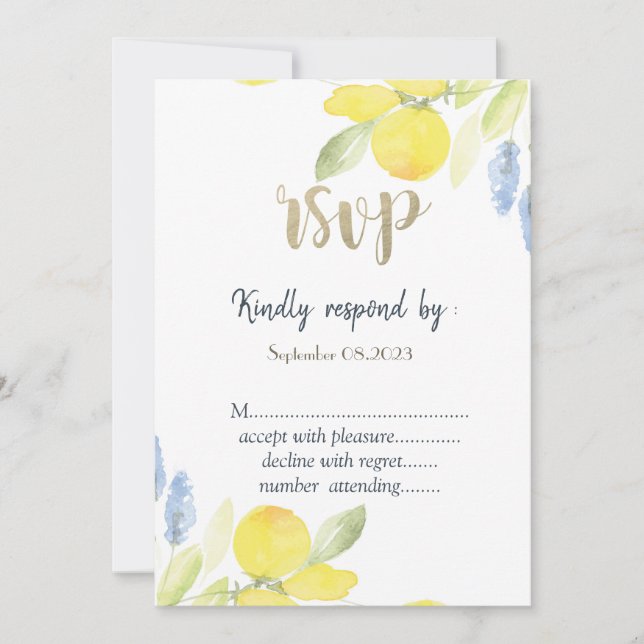 Acuarela Limones RSVP   Invitación (Anverso)