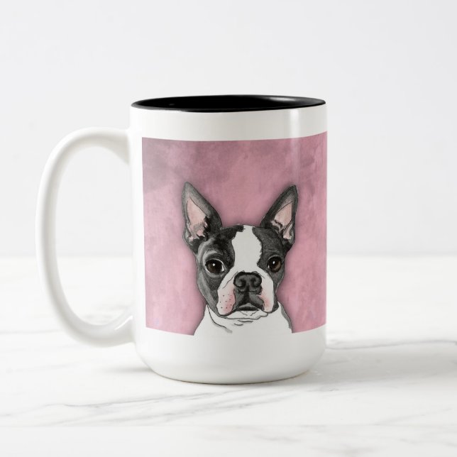 Acuarela linda del perro de la taza de café de (Izquierda)