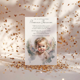 Acuarela lindo Angel Baptismo Invitación
