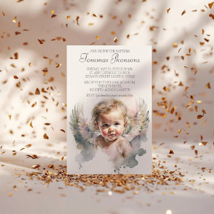 Acuarela lindo Angel Baptismo Invitación