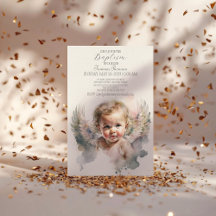 Acuarela lindo Angel Baptismo Invitación