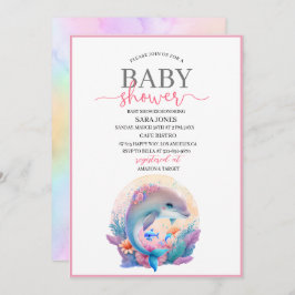Acuarela lindo delfín ducha bebé Invitación