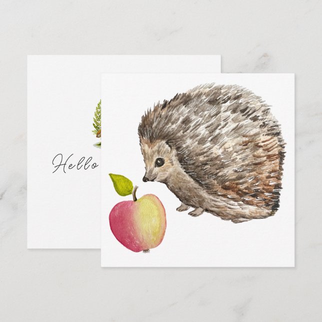 Acuarela lindo erizo y almohada de lanzamiento de  (Anverso / Reverso)