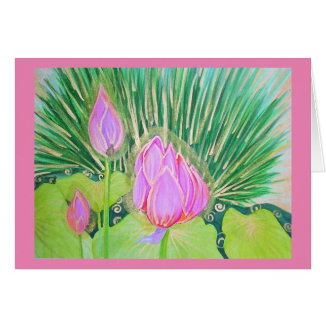 Acuarela Lotus con acentos del oro (Anverso (Horizontal))